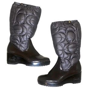 Coach Cantina Signature Quilted Wedge Snow Boots